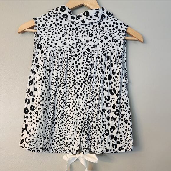 Code x mode sleeveless leopard print button shirt Sz small open back & tie - Picture 2 of 8